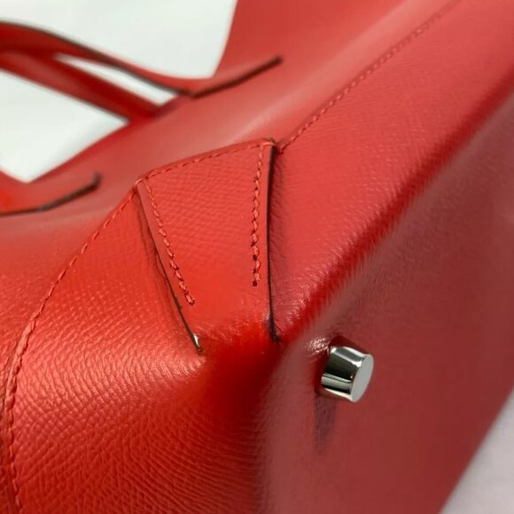 HERMES maxi box cover 30 Hand Bag Tote Bag Evercolor / Epsom Red - Picture 7 of 13